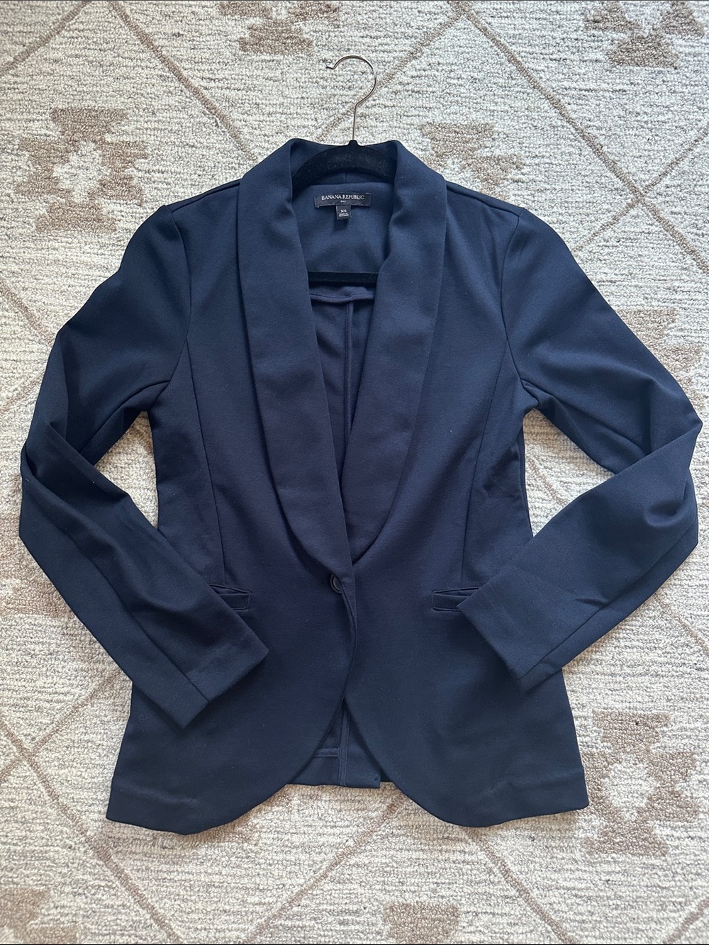 Banana Republic Ponte Knit Navy Shawl-Collar Blazer